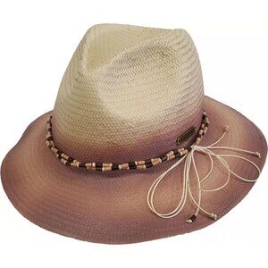 Natural Brown Straw Toyo braid womens hat packable adjustable fedora summ…